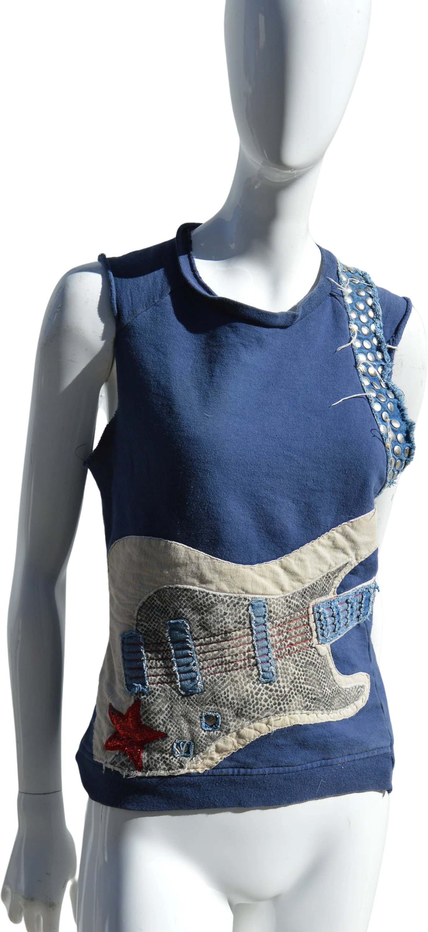 Vintage 80s T-Shirt Hand Made One of The Kind Rocker Punk Big Hair Patchwork Quilted Small Guitar Band Concert