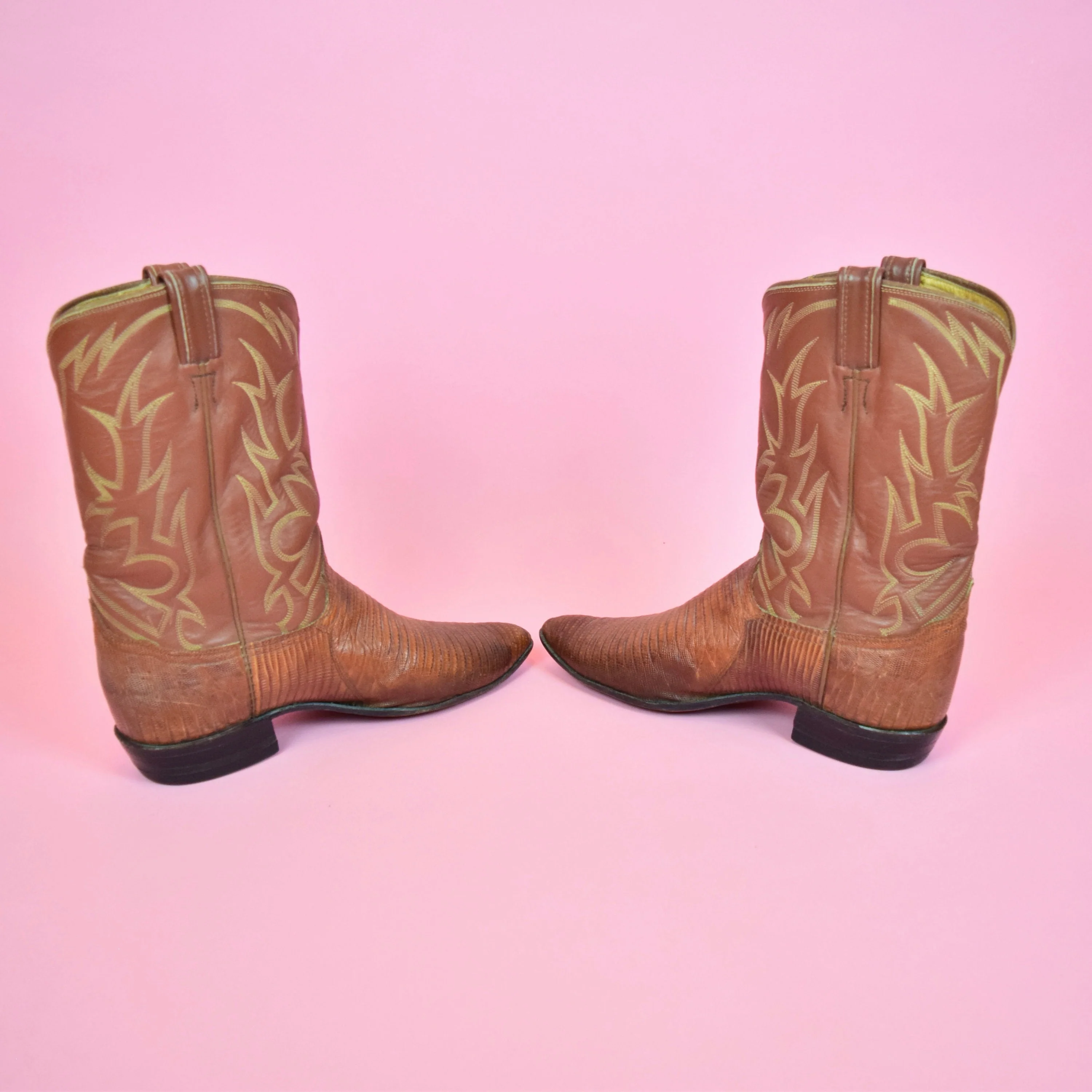 Vintage 80s Tan Leather Western Cowboy Boots by Tony Lama - Image 7
