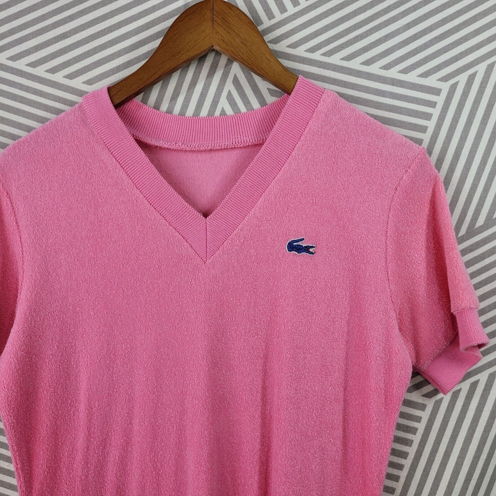 Vintage 80s Terrycloth Dress Size Medium Large Pink Midi Swim Cover Up by Lacoste - Image 4