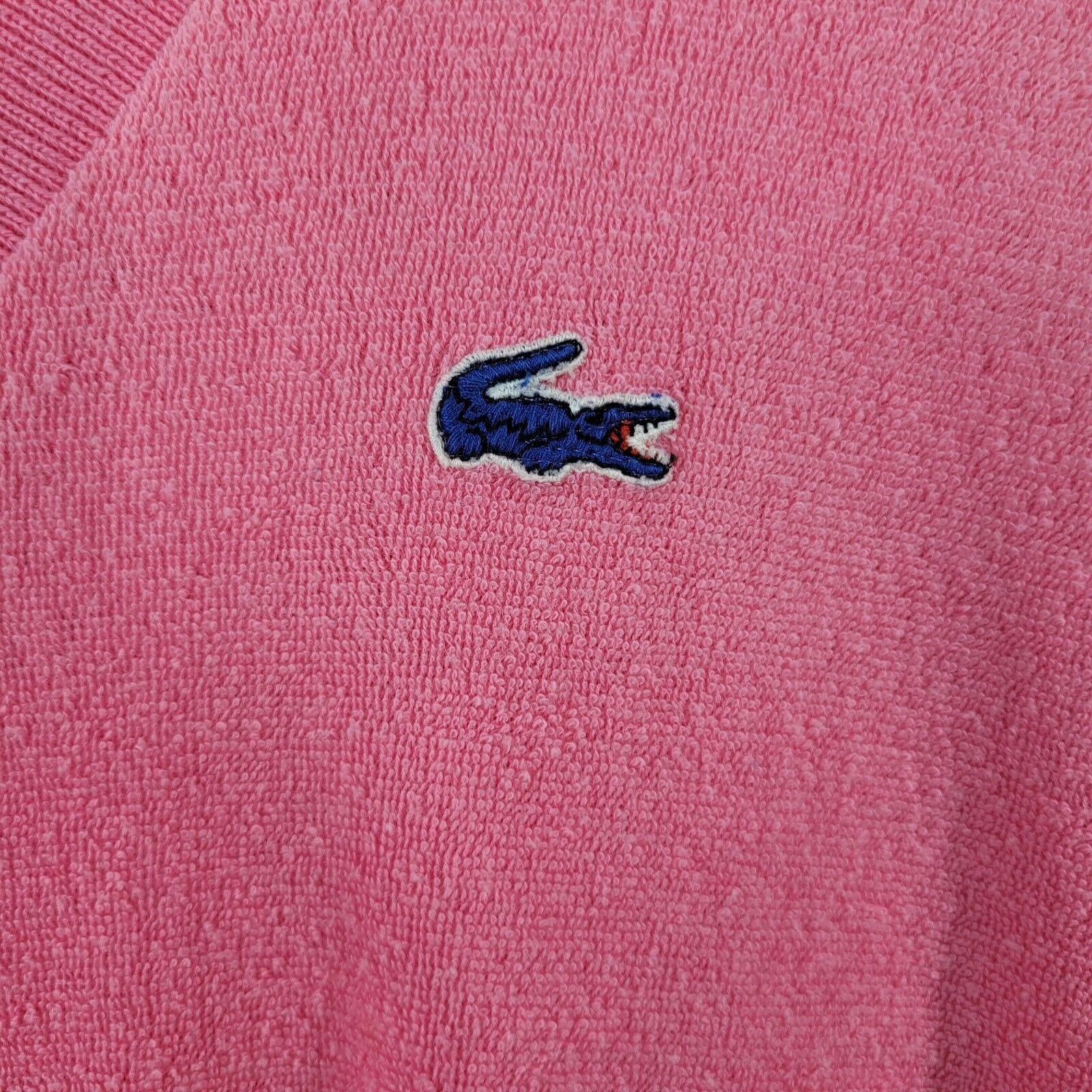 Vintage 80s Terrycloth Dress Size Medium Large Pink Midi Swim Cover Up by Lacoste - Image 5