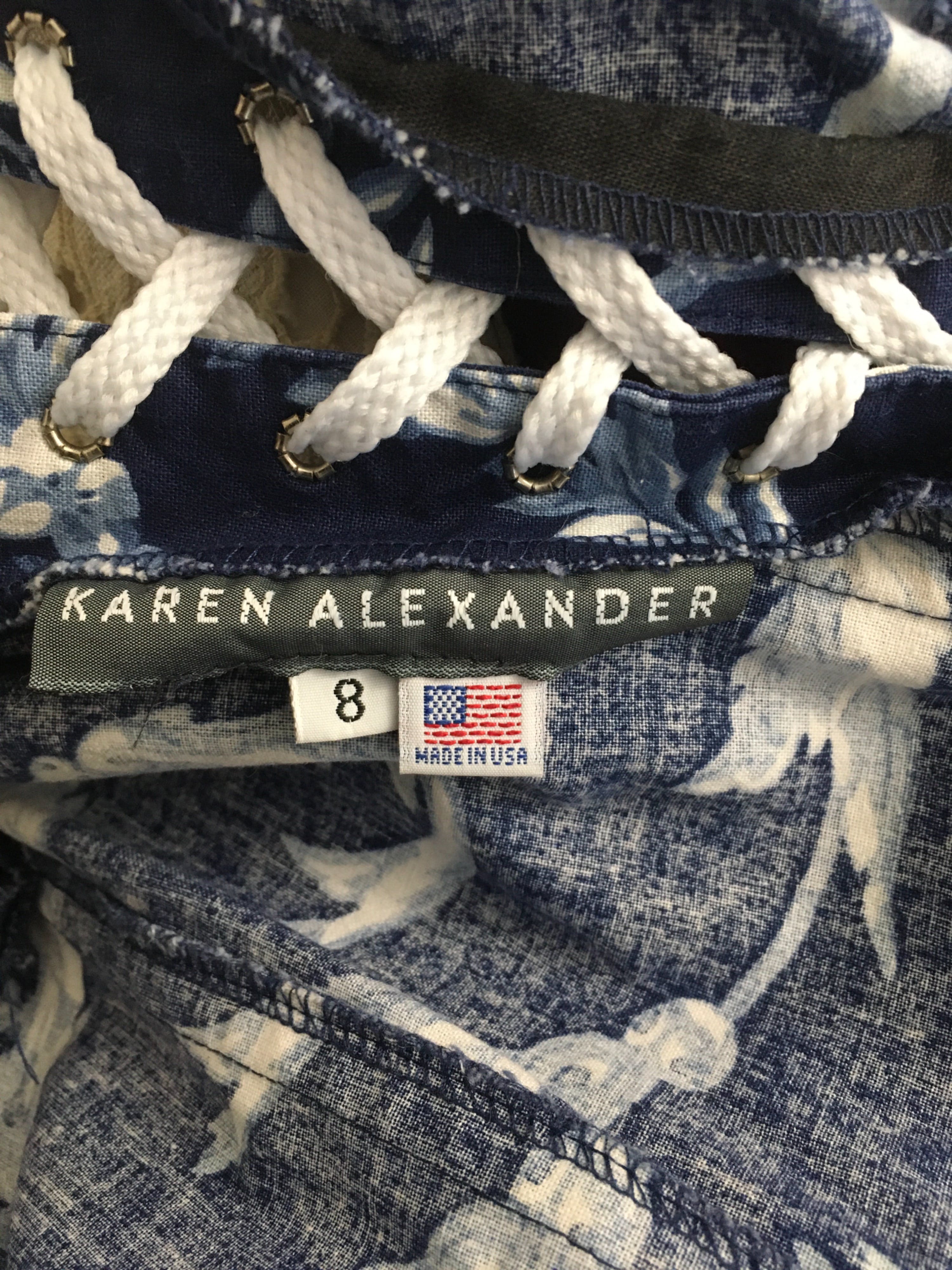 80's Sleeveless Sweetheart Toille Print Cotton Dress by Karen Alexander - Image 11