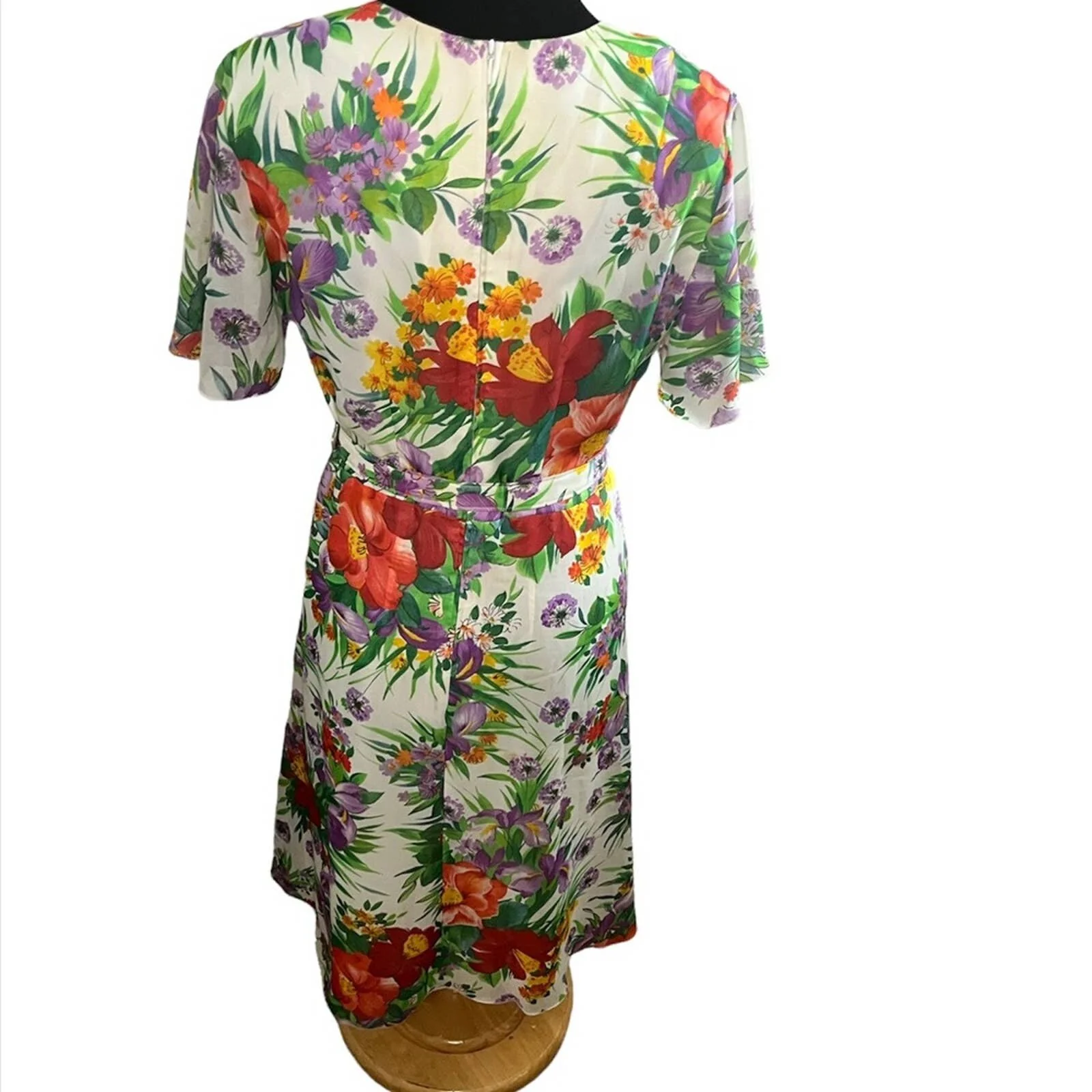 Vintage 80s Tropical Maxi Dress Hawaiian White Red Green Yellow Floral Medium by Mka Modell - Image 2