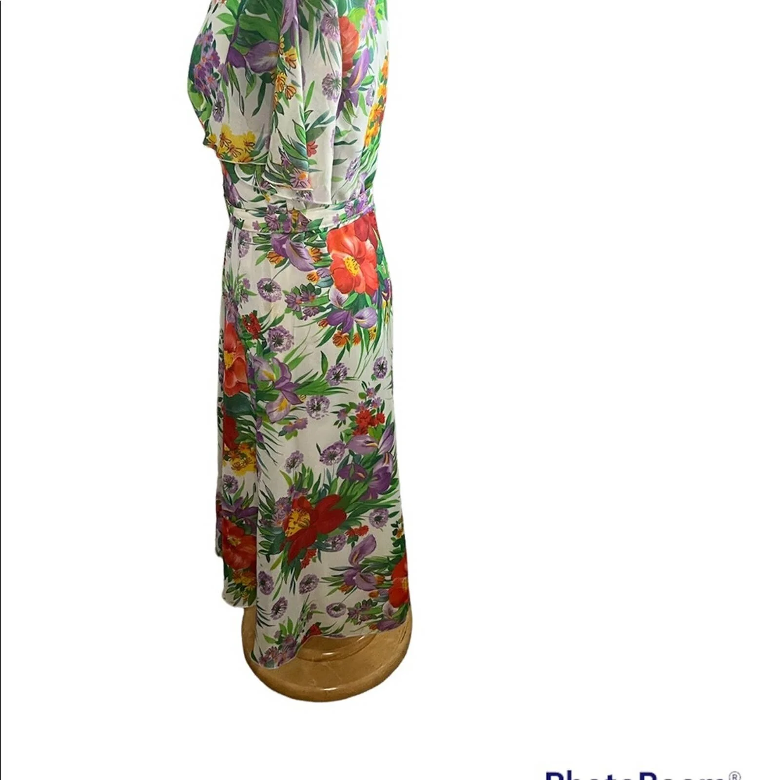 Vintage 80s Tropical Maxi Dress Hawaiian White Red Green Yellow Floral Medium by Mka Modell - Image 8