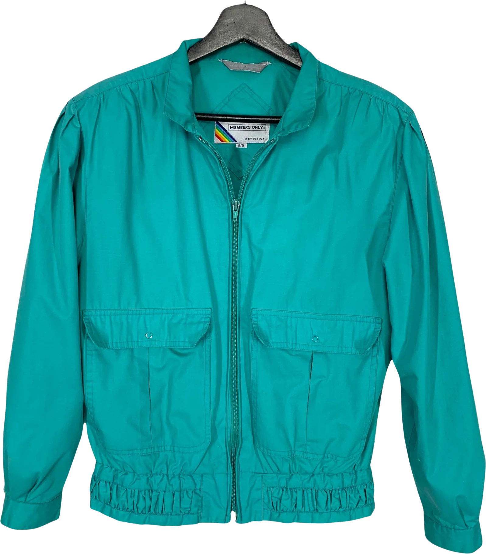 Vintage 80s Turquoise Zip Up Jacket Large by Members Only