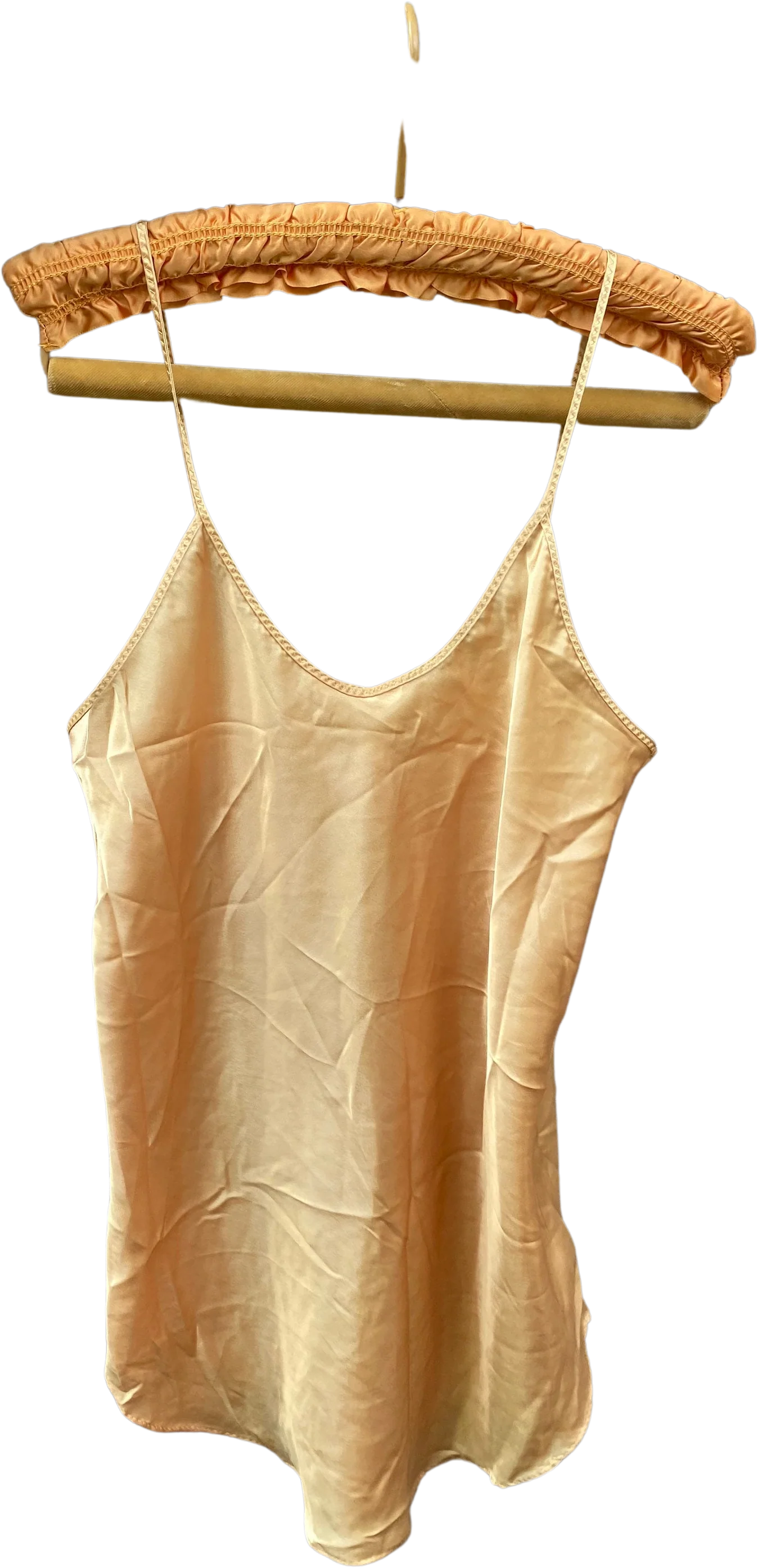 Vintage 80s Undercover Wear Lingerie Loungewear Silky Gold Slip Mini Dress Nightgown Size Medium Large Xlarge