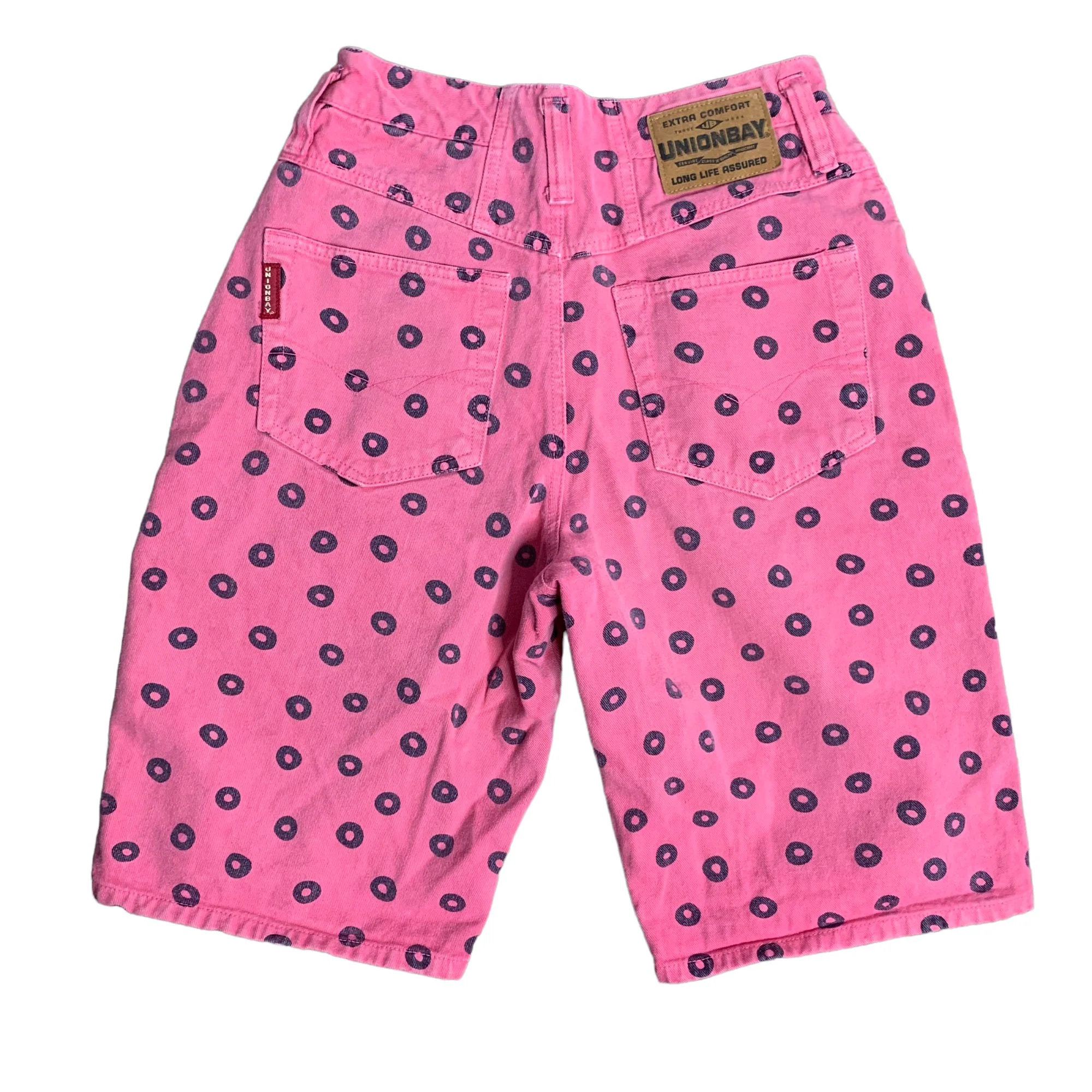 Vintage 80s Union Bay Denim Bermuda Shorts Pink Dots High Waisted 5 Pocket by Union Bay - Image 7