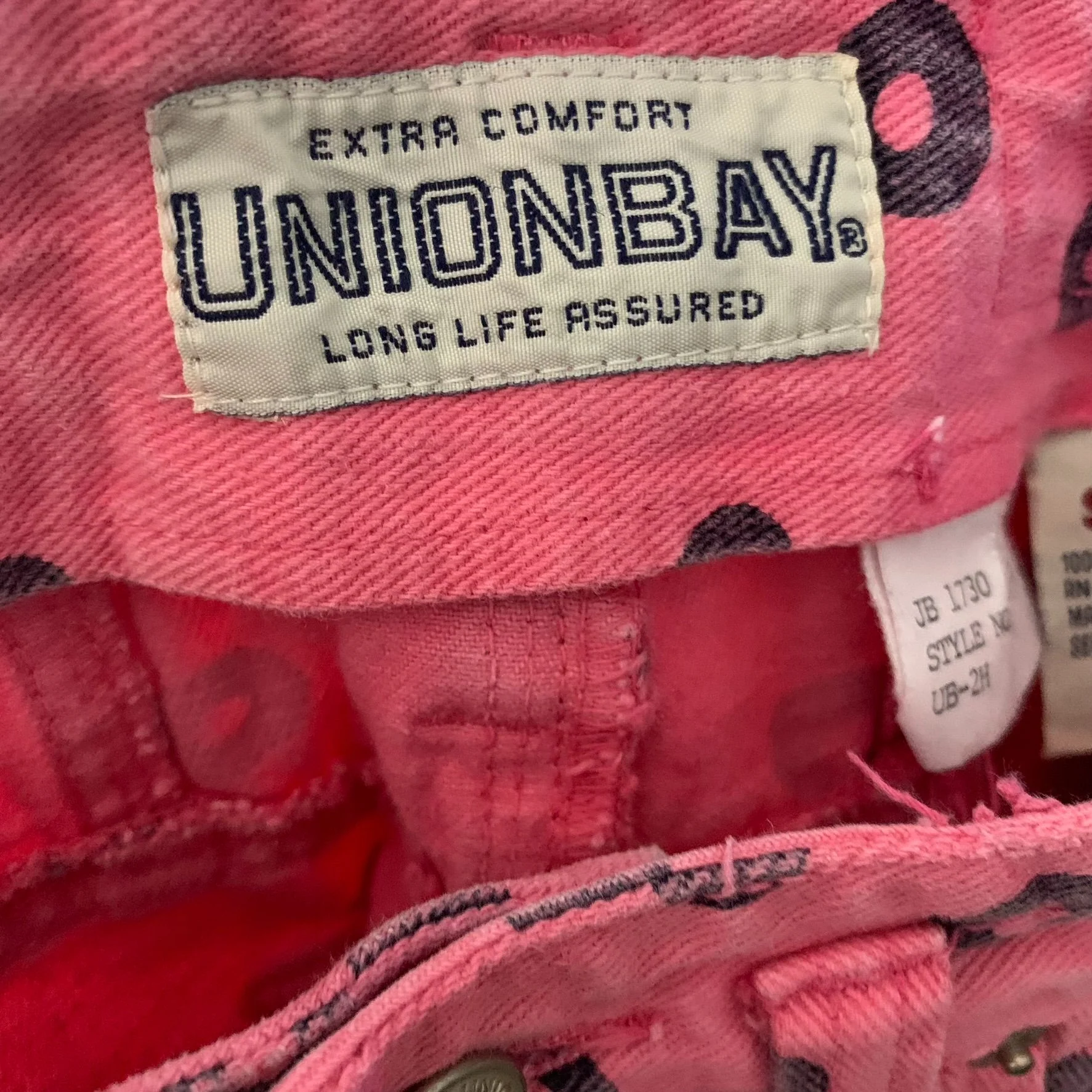 Vintage 80s Union Bay Denim Bermuda Shorts Pink Dots High Waisted 5 Pocket by Union Bay - Image 8