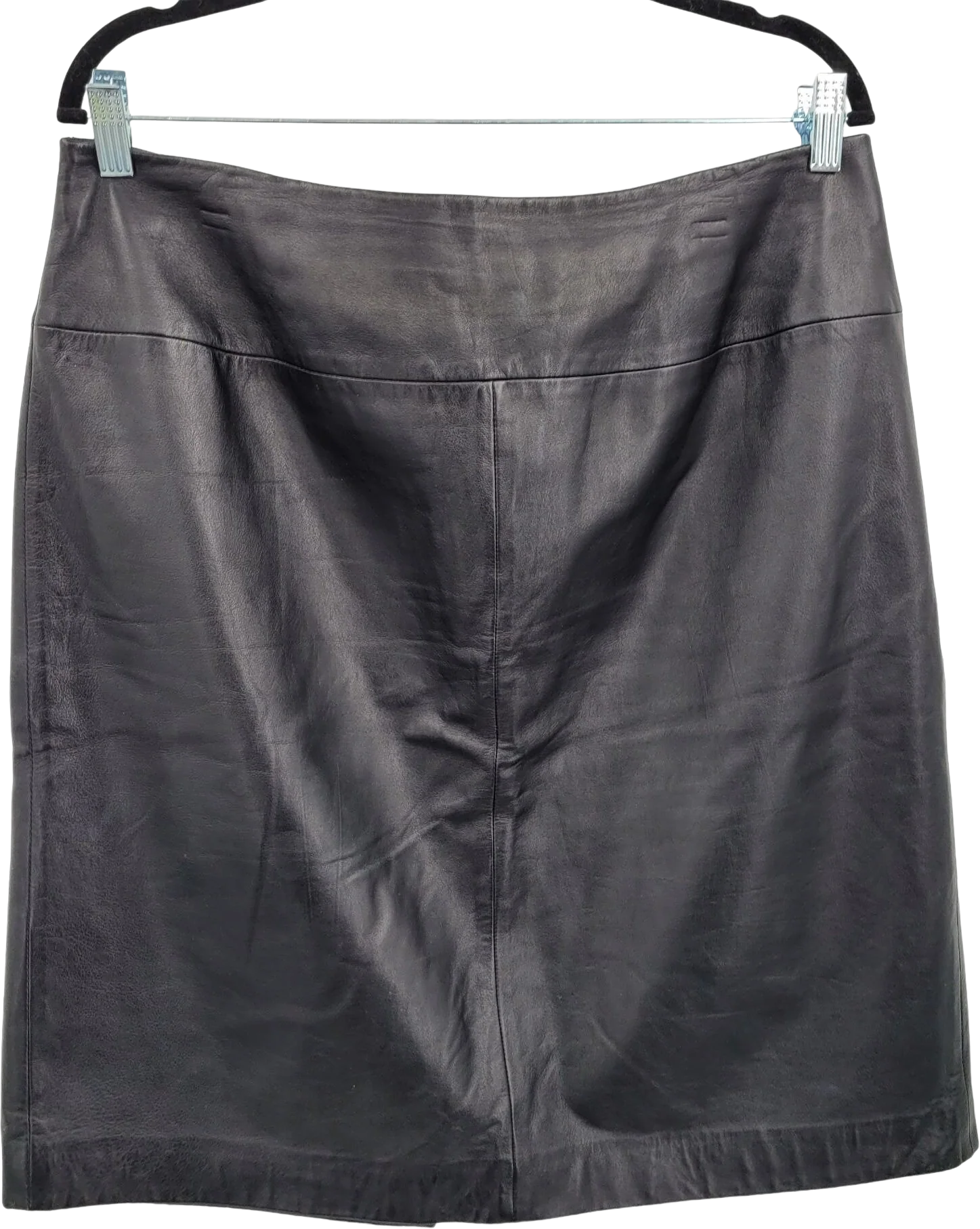 Vintage 80s Valerie Stevens Skirt Leather Pencil Black 16w Baddie Biker Moto by Valerie Stevens