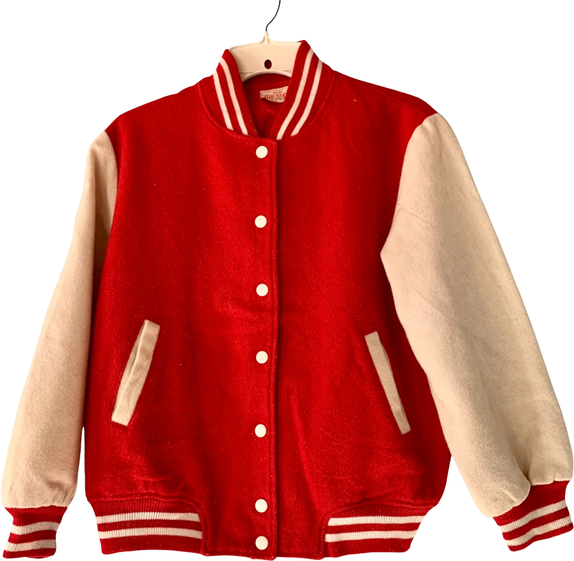 Vintage 80s Varsity Bomber Jacket Small Wool Bon Chic Friendly Ii Silver Ox Red by Bon Chic