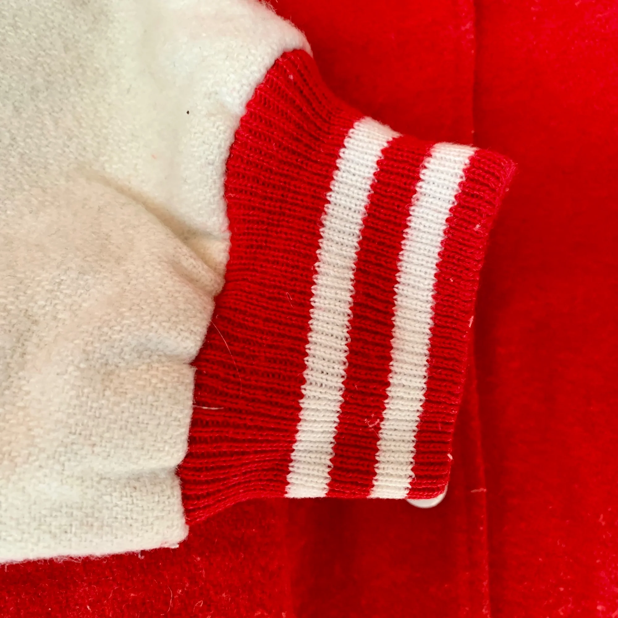 Vintage 80s Varsity Bomber Jacket Small Wool Bon Chic Friendly Ii Silver Ox Red by Bon Chic - Image 5