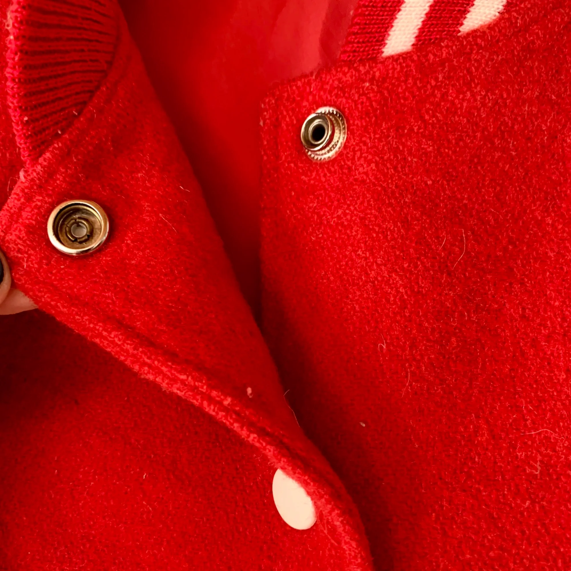Vintage 80s Varsity Bomber Jacket Small Wool Bon Chic Friendly Ii Silver Ox Red by Bon Chic - Image 6