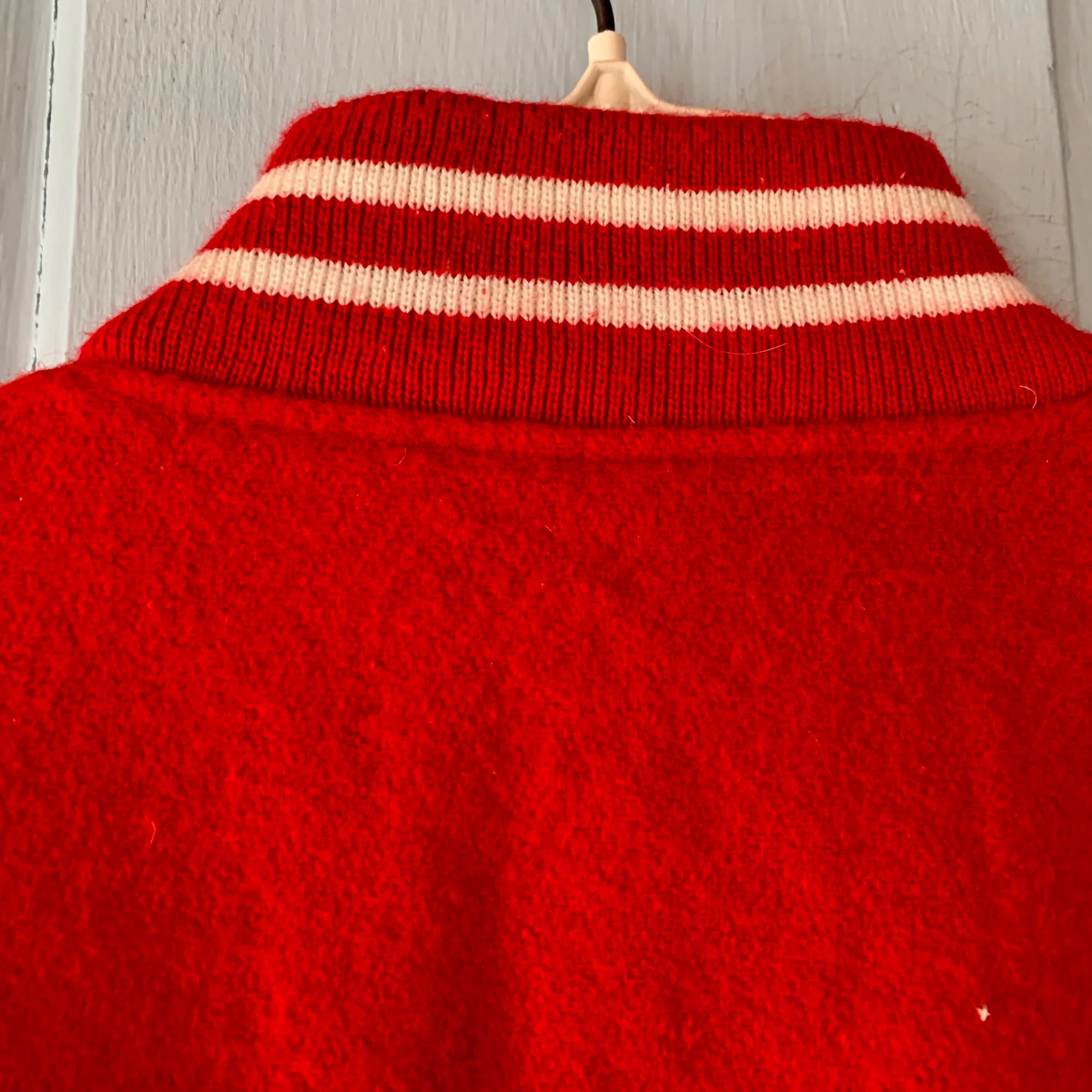 Vintage 80s Varsity Bomber Jacket Small Wool Bon Chic Friendly Ii Silver Ox Red by Bon Chic - Image 7