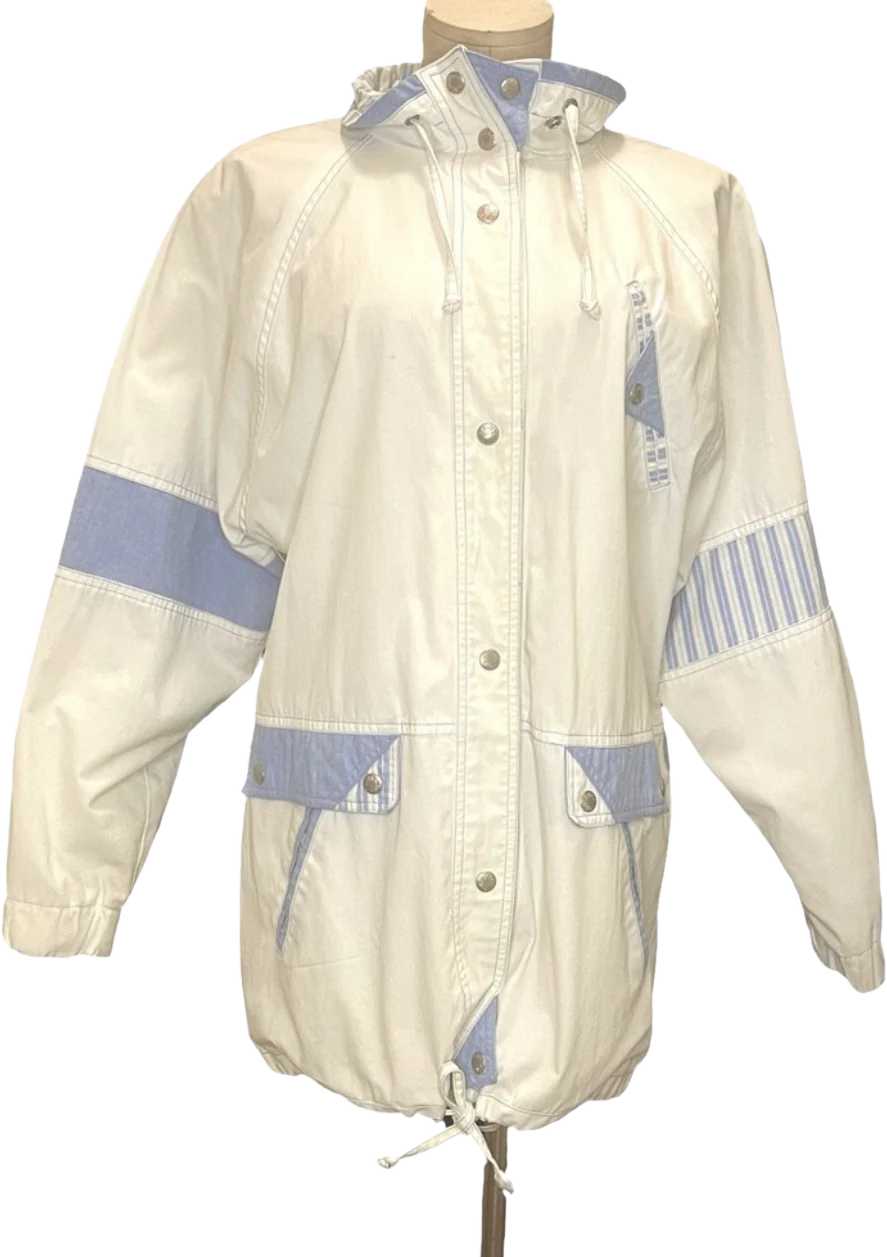 Vintage 80s White And Blue Coat By New York Girl