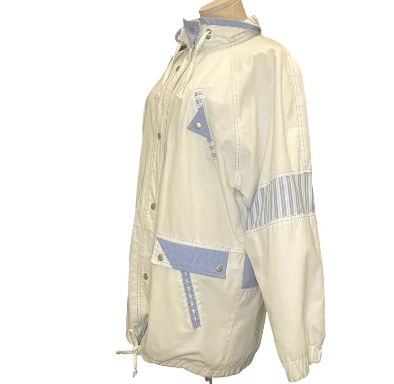 Vintage 80s White And Blue Coat By New York Girl - Image 4