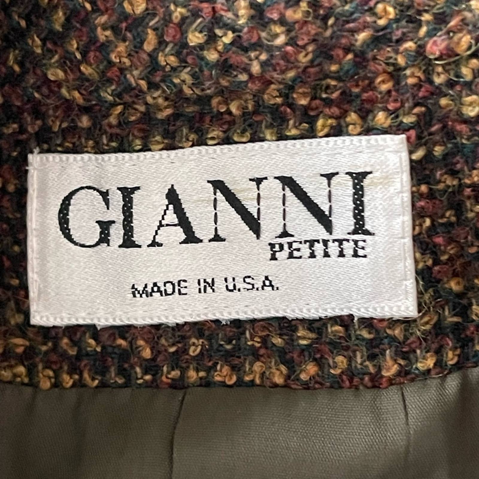 Vintage 80s Wool Cropped Tweed Blazer Browns Fall Structured Made Usa Tailored by Gianni - Image 3