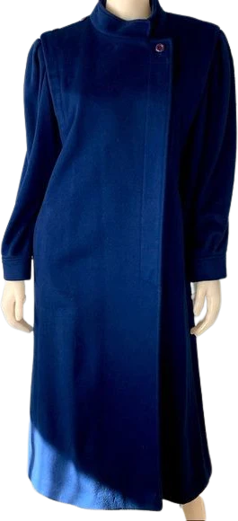 Vintage 80s Wool Maxi Coat Long Blue Ilgwu by Jill Jr