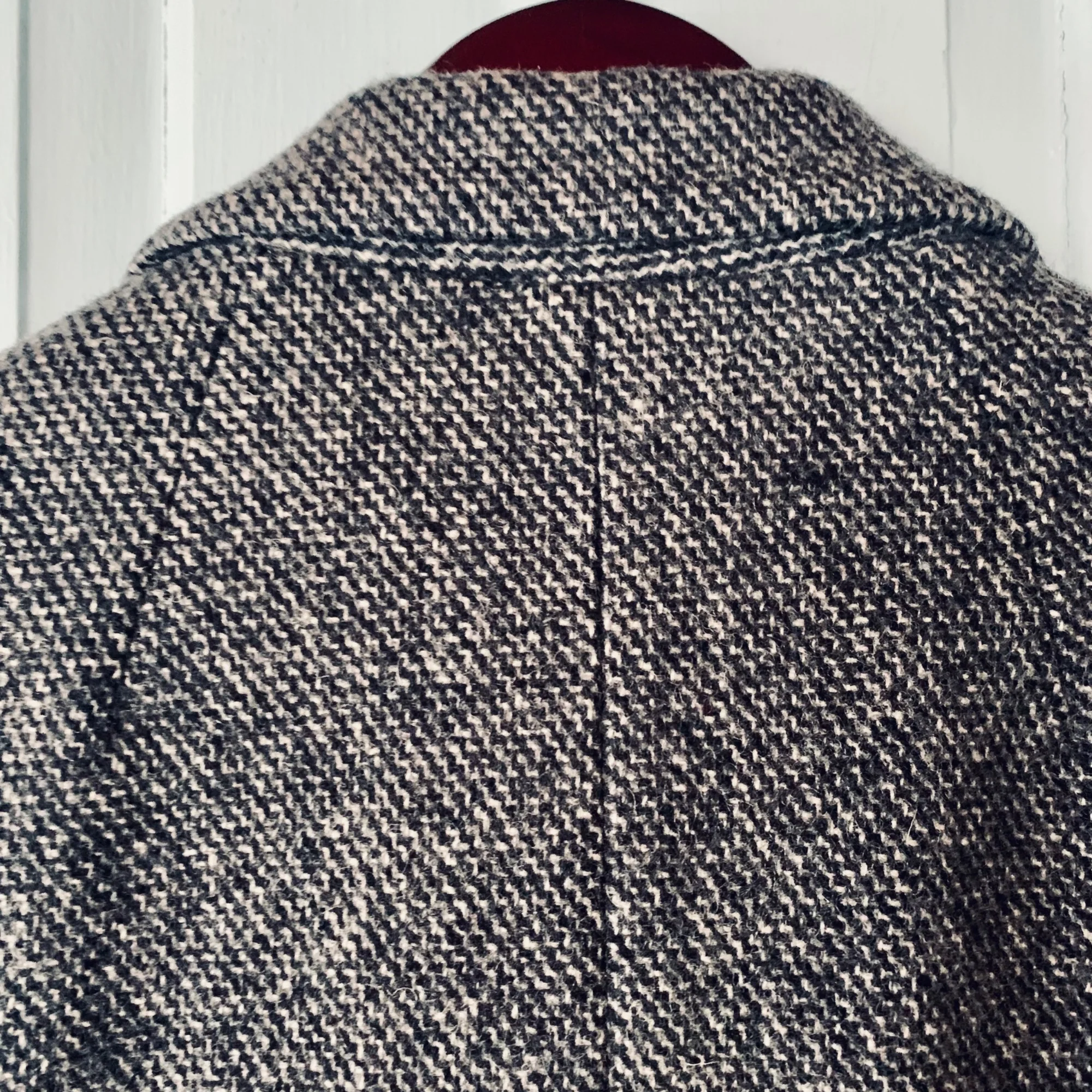 Vintage 80s Wool Tweed Coat Skirt Suit Size 14 Fits 10 Navy Gray A-Line Career - Image 16