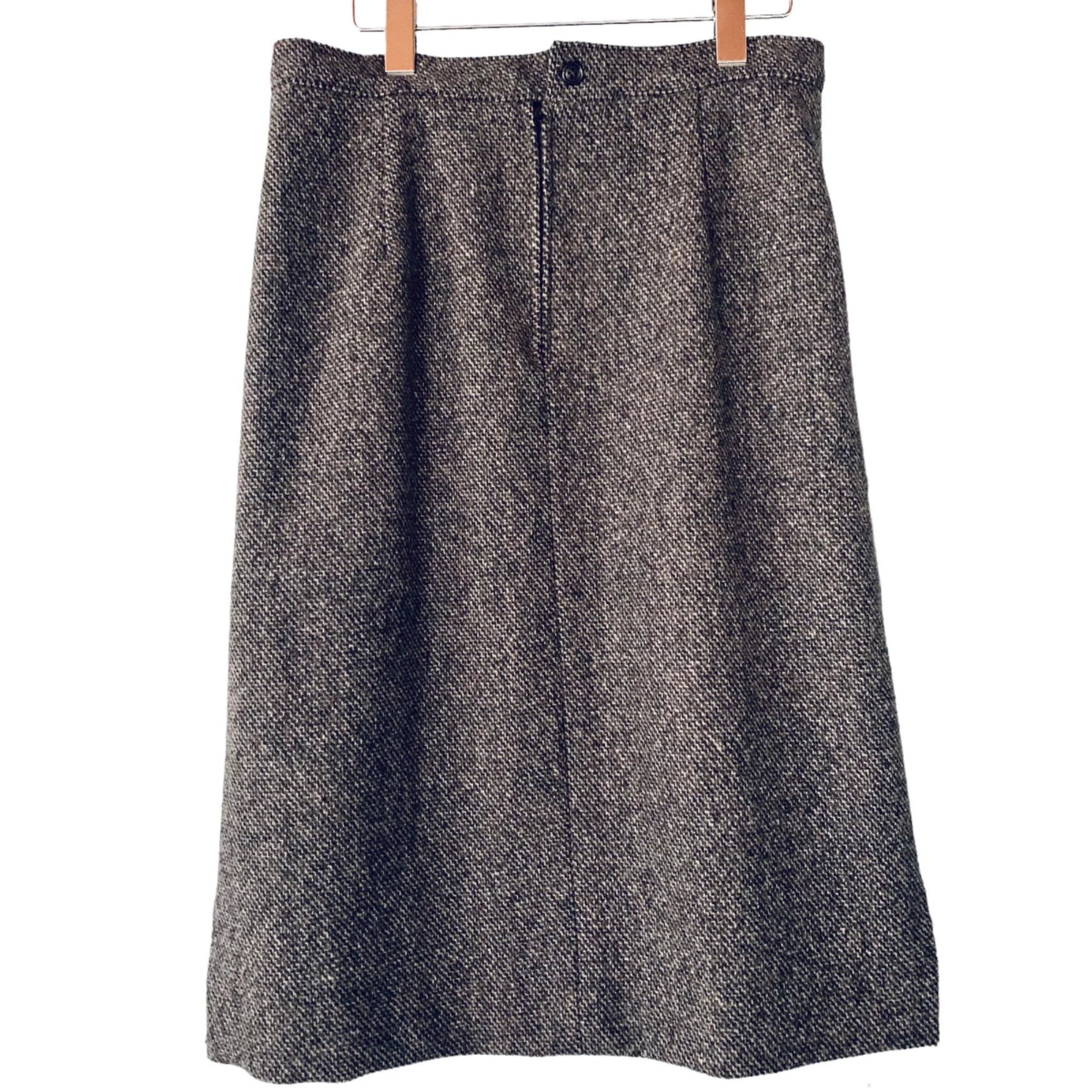 Vintage 80s Wool Tweed Coat Skirt Suit Size 14 Fits 10 Navy Gray A-Line Career - Image 5