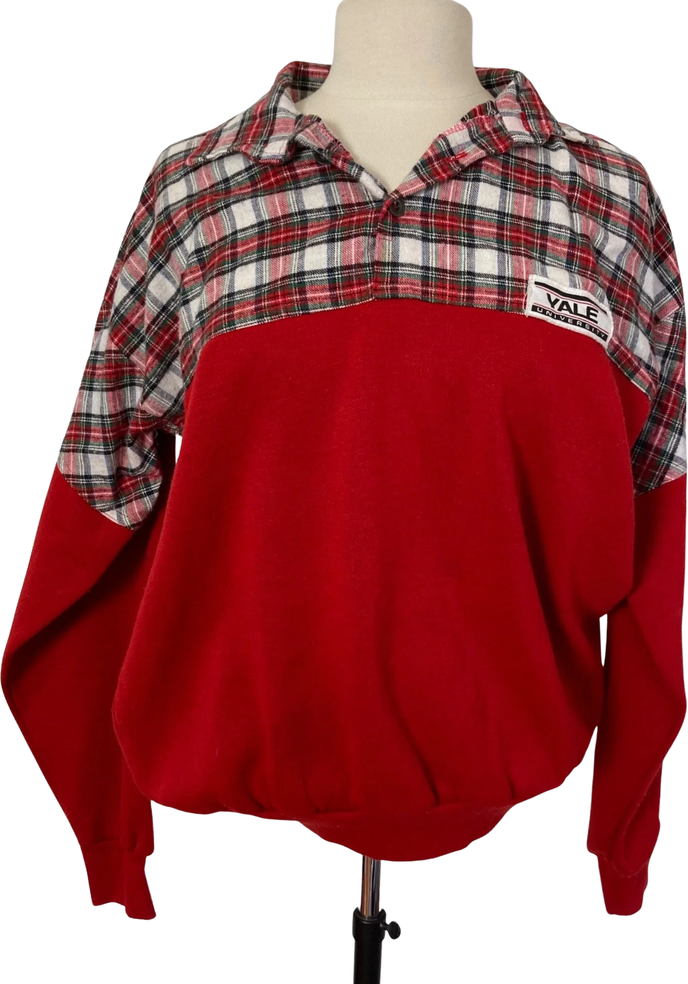 Vintage 80s Yale Clothing Co Ny Pullover Large Red Plaid Ivy League by University Place