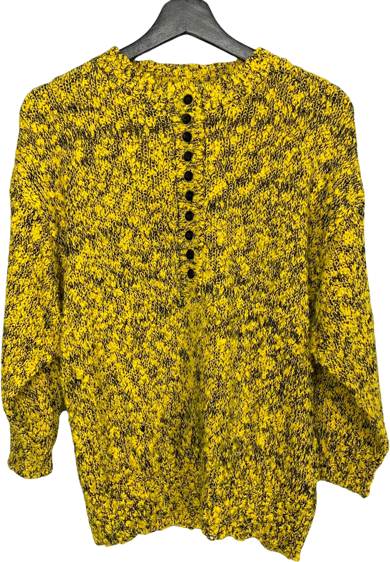Vintage 80s Yellow and Black Boucle Long Sleeve Sweater Large by Messages