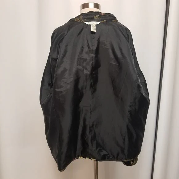 Vintage 90s 00s Black Cheongsam Brocade Dragon Peacock Embroidered Jacket 1x by John Paul Richard - Image 2