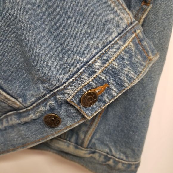 Vintage 90s 00s Blue Jean Denim Trucker Vest with Faux Sherpa Lining Men's - Image 4