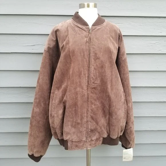 Vintage 90s 00s Burk's Bay Brown Suede Leather Insulated Bomber Jacket Men's by Burk's Bay - Image 3