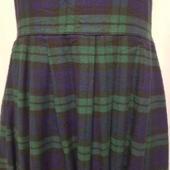 Vintage 90s 00s Dark Watch Plaid Cotton Flannel Homeschool Mom Jumper Dress Sm by Faith Mountain Company - Image 6