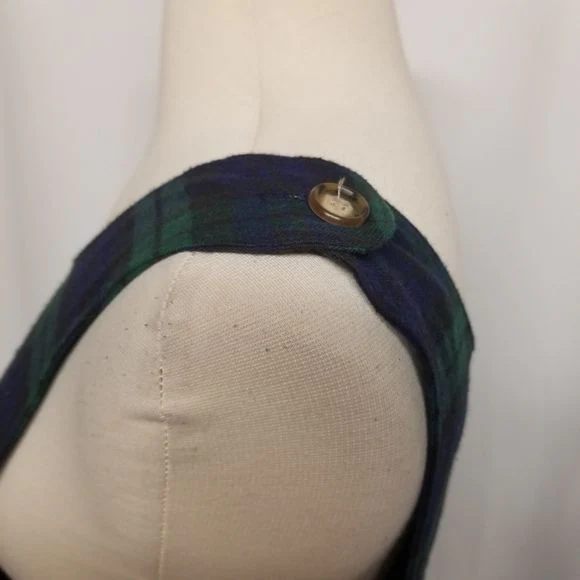 Vintage 90s 00s Dark Watch Plaid Cotton Flannel Homeschool Mom Jumper Dress Sm by Faith Mountain Company - Image 7
