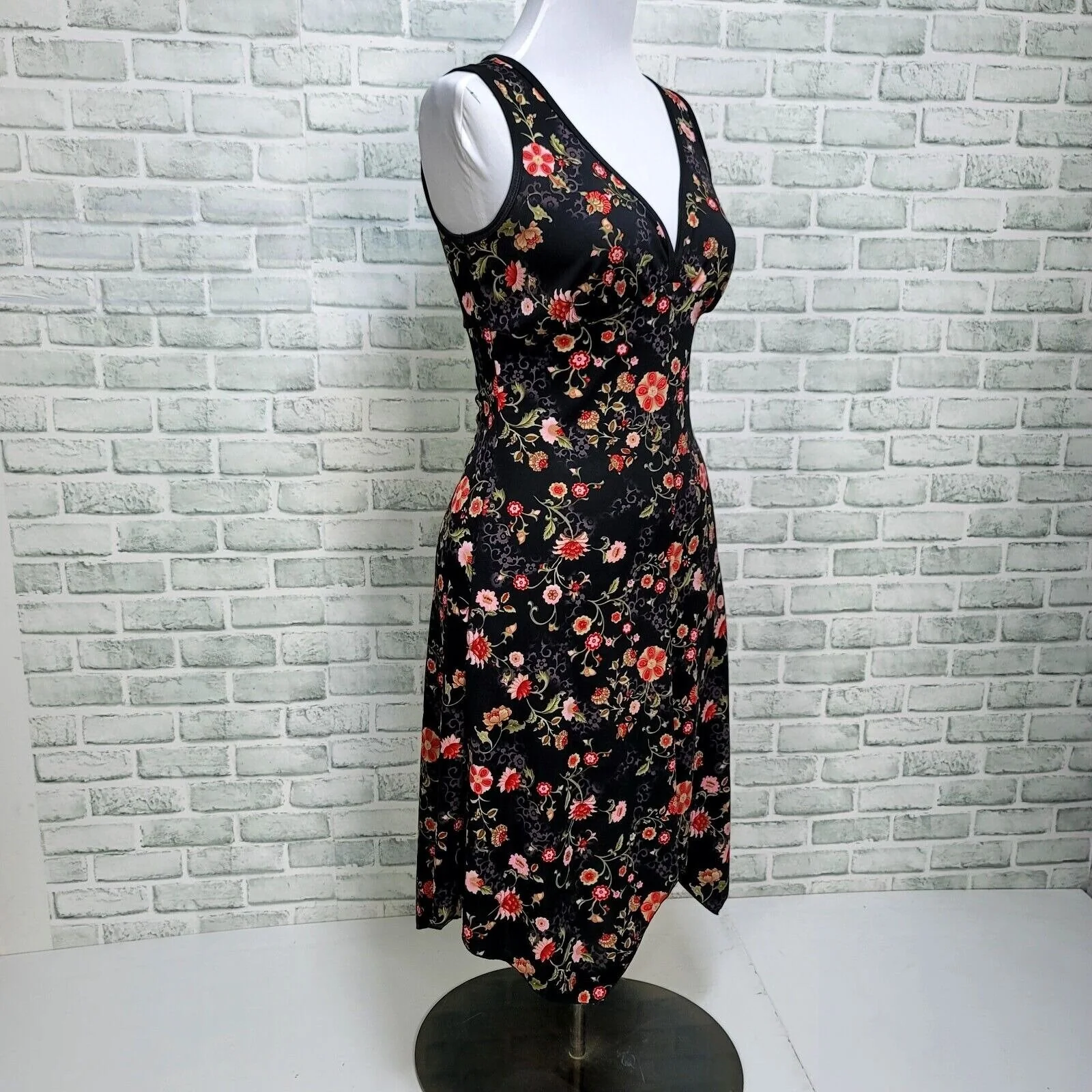 90s/00s Floral Empire Waist Midi Dress Sleeveless By  David Wayne - Image 5
