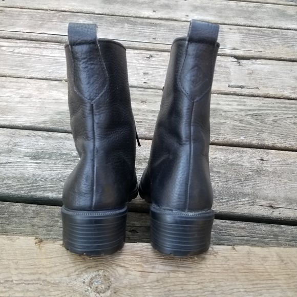 Vintage 90s 00s Eddie Bauer Black Leather Combat Ankle Boots Booties by Eddie Bauer - Image 3