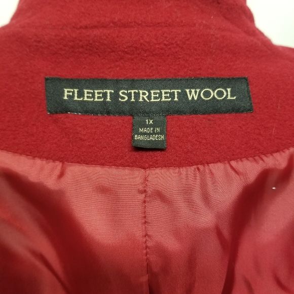 Vintage 90s 00s Fleet Street Red Wool Blend Single Breasted Midi Trench Coat 1x by Fleet Street Wool - Image 10