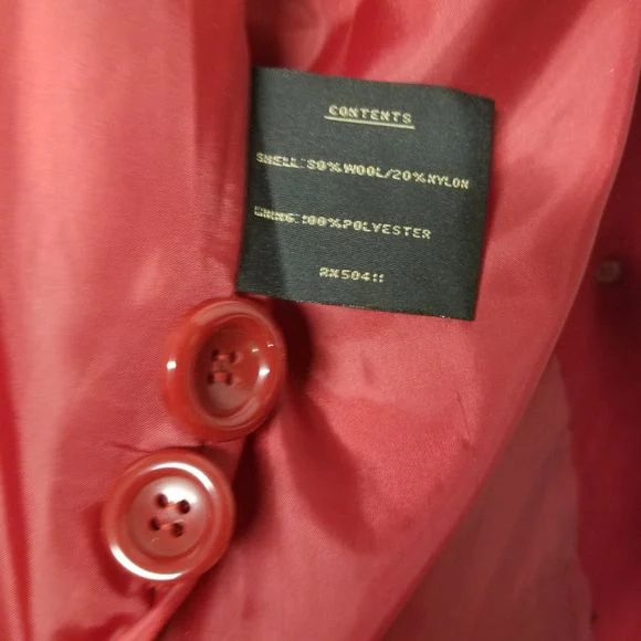 Vintage 90s 00s Fleet Street Red Wool Blend Single Breasted Midi Trench Coat 1x by Fleet Street Wool - Image 6