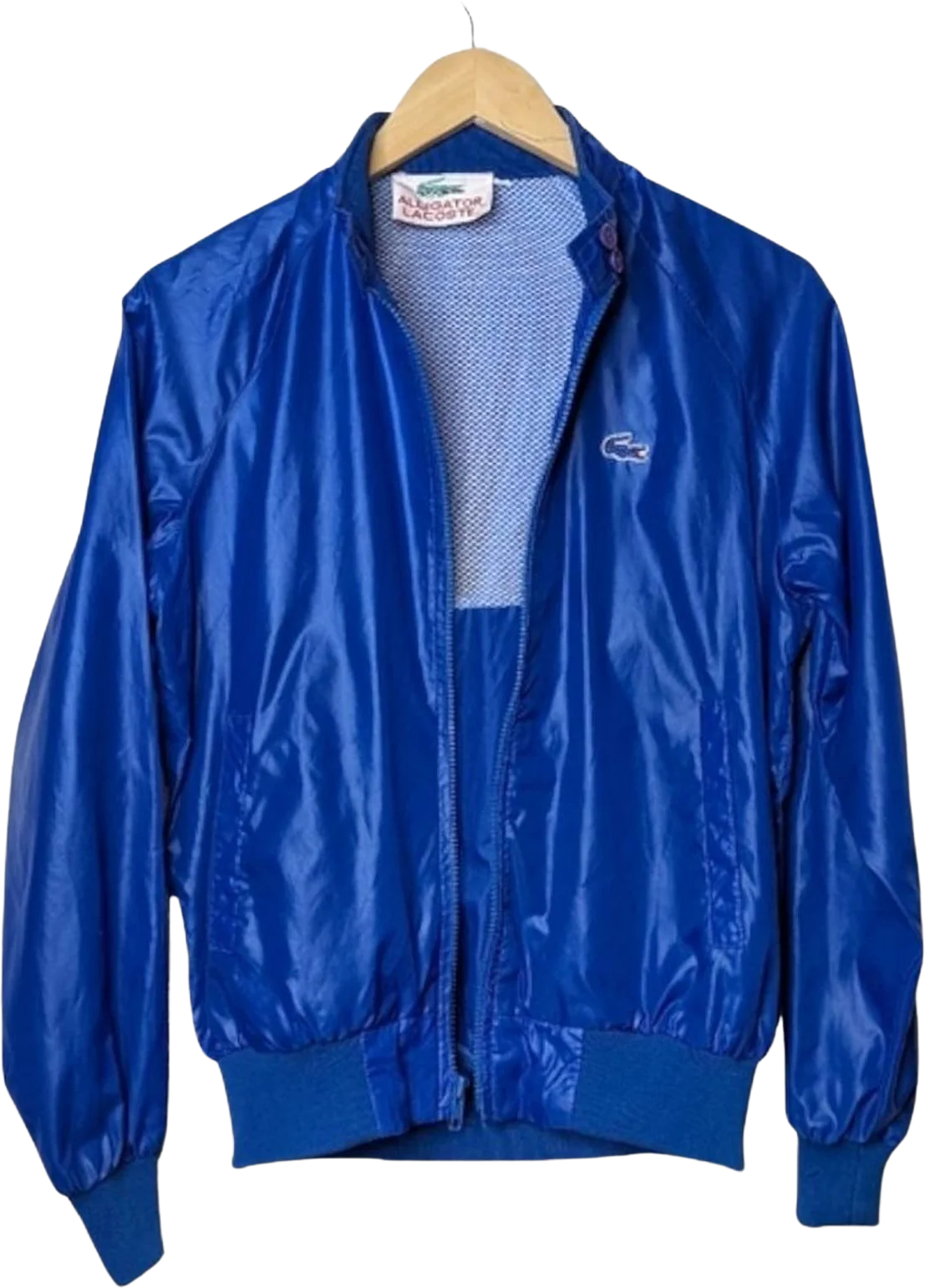 Vintage 90s 00s Glossy Blue Windbreaker Alligator Lacoste S