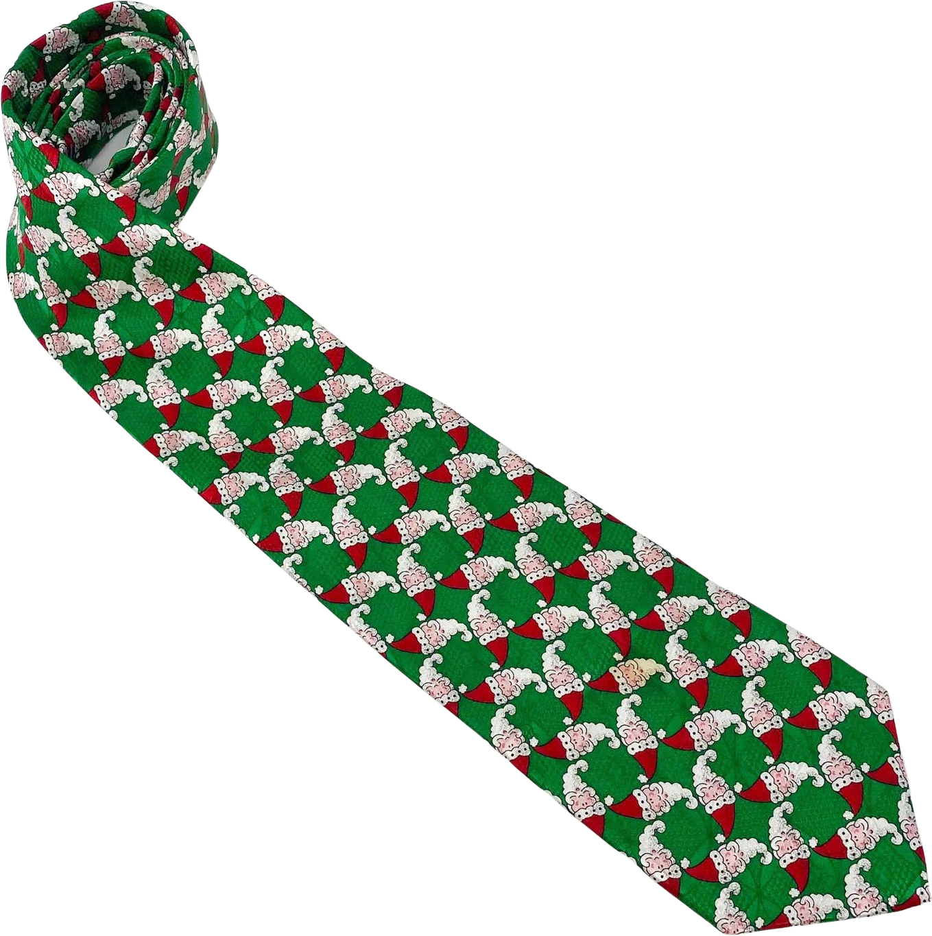 Vintage 90s 00s Green Santa Claus Novelty Christmas Tie by Robert Talbott