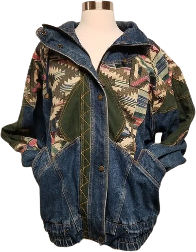 Vintage 90s 00s Izzi Denim Jean Bomber Jacket Lg by IZZI