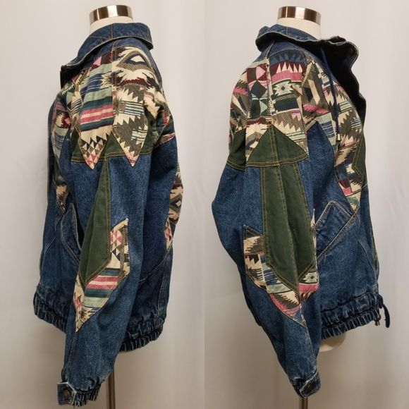 Vintage 90s 00s Izzi Denim Jean Bomber Jacket Lg by IZZI - Image 3