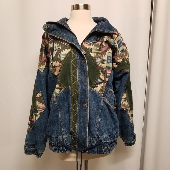 Vintage 90s 00s Izzi Denim Jean Bomber Jacket Lg by IZZI - Image 5