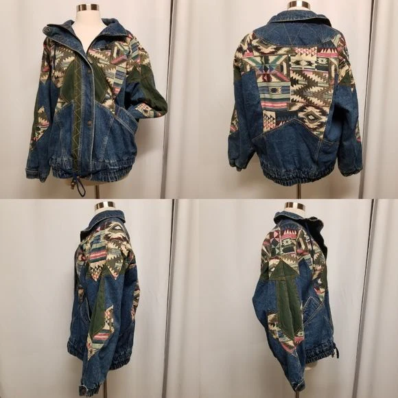 Vintage 90s 00s Izzi Denim Jean Bomber Jacket Lg by IZZI - Image 8