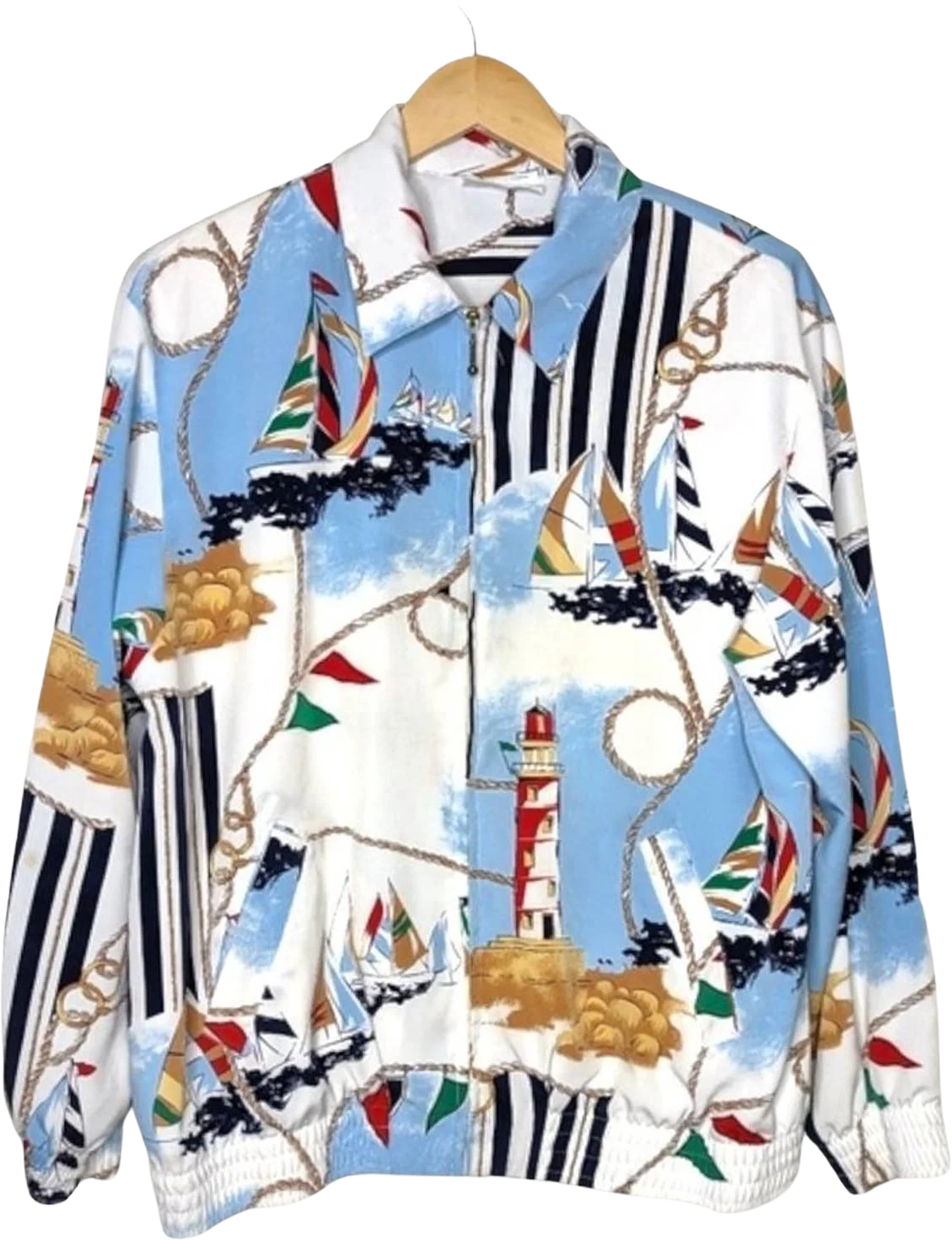 Vintage 90s 00s Nautical Print Bomber Jacket Alfred Dunner by  Alfred Dunner