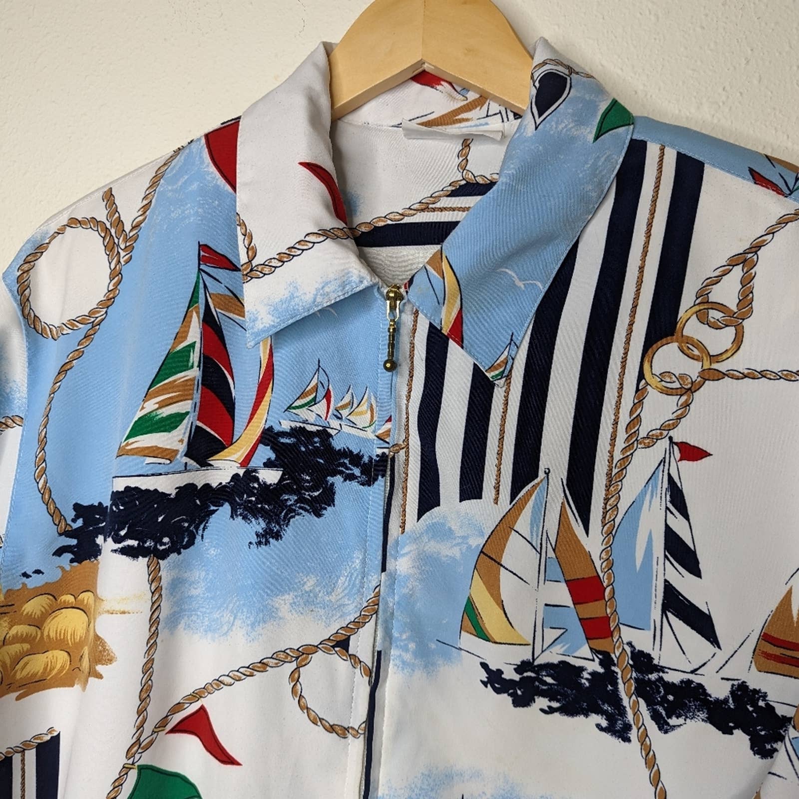 Vintage 90s 00s Nautical Print Bomber Jacket Alfred Dunner by  Alfred Dunner - Image 10