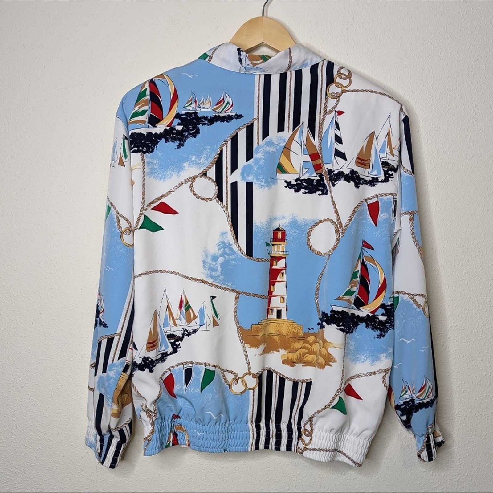Vintage 90s 00s Nautical Print Bomber Jacket Alfred Dunner by  Alfred Dunner - Image 2