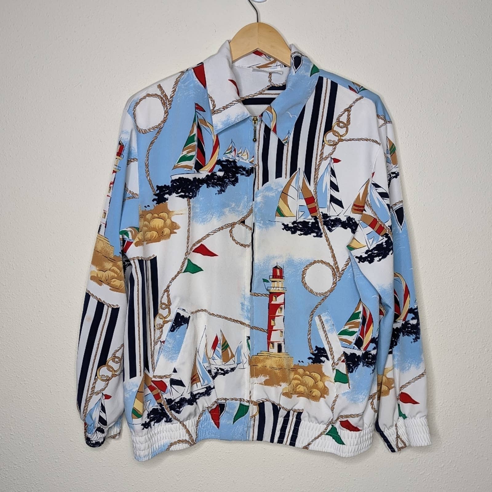 Vintage 90s 00s Nautical Print Bomber Jacket Alfred Dunner by  Alfred Dunner - Image 3