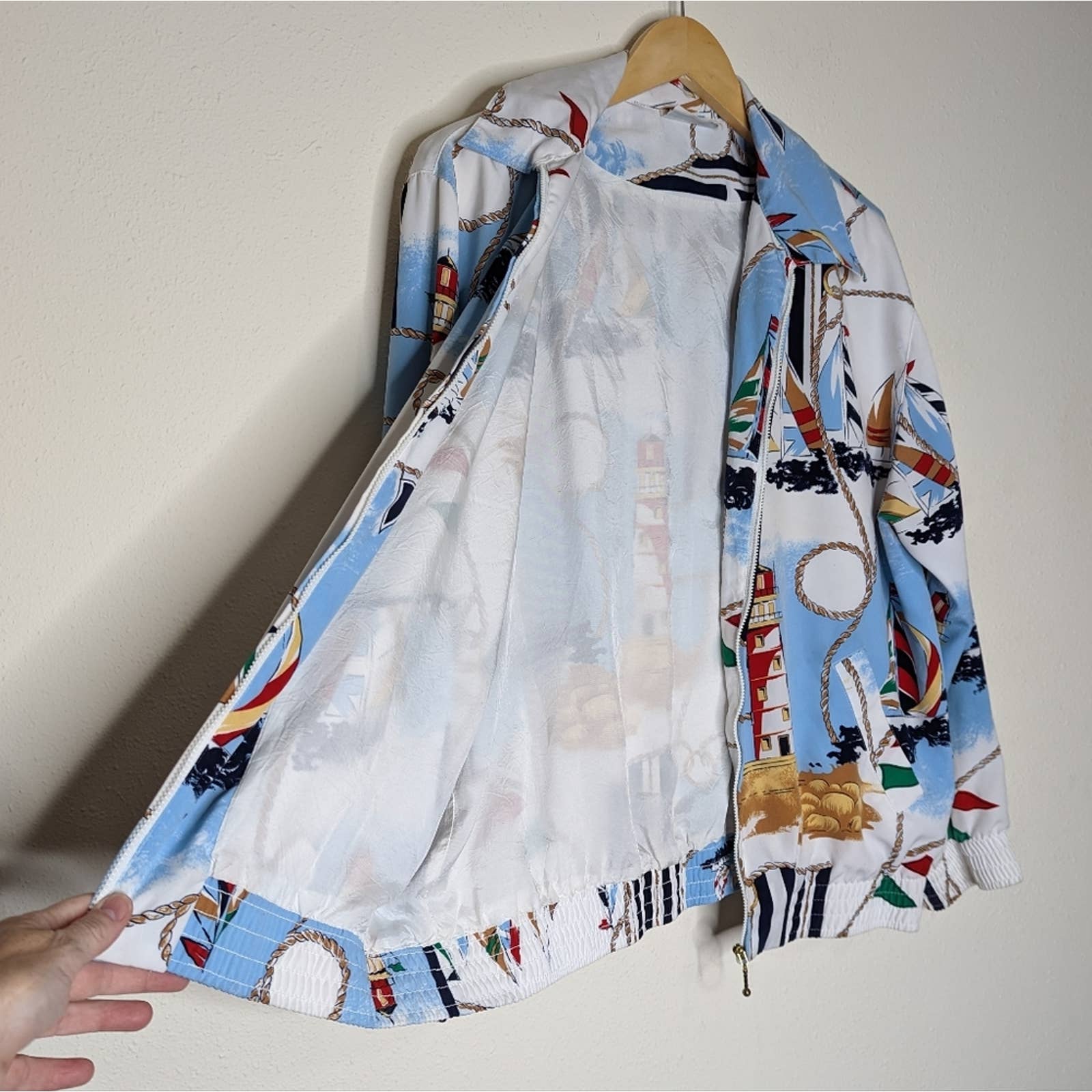 Vintage 90s 00s Nautical Print Bomber Jacket Alfred Dunner by  Alfred Dunner - Image 4
