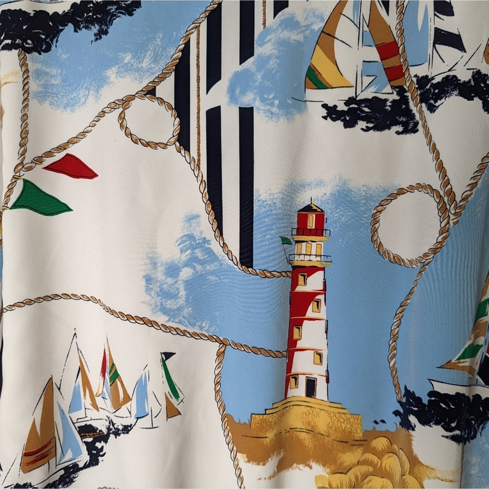 Vintage 90s 00s Nautical Print Bomber Jacket Alfred Dunner by  Alfred Dunner - Image 6
