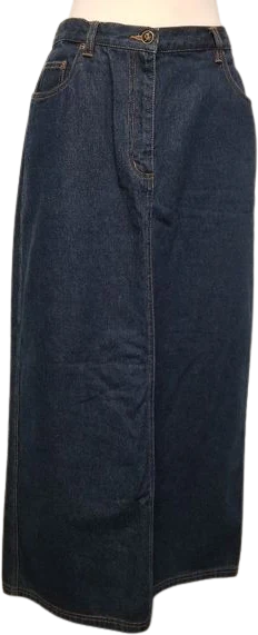Vintage 90s 00s Rafaella High Waisted Blue Denim Jean Maxi Skirt by Rafaella