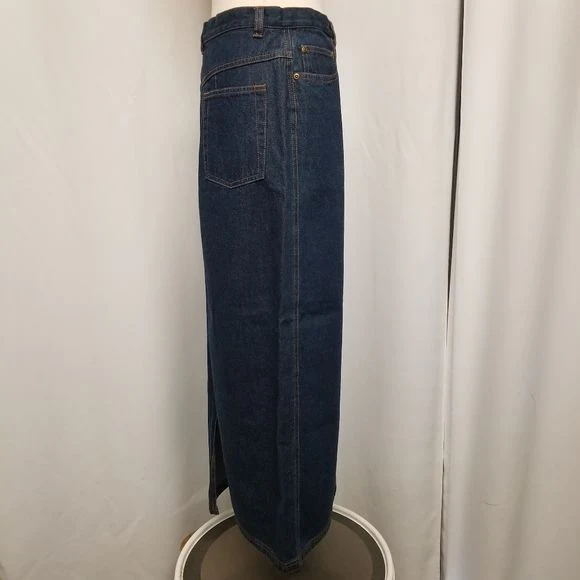Vintage 90s 00s Rafaella High Waisted Blue Denim Jean Maxi Skirt by Rafaella - Image 2