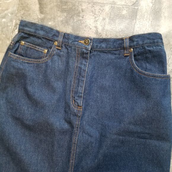 Vintage 90s 00s Rafaella High Waisted Blue Denim Jean Maxi Skirt by Rafaella - Image 3
