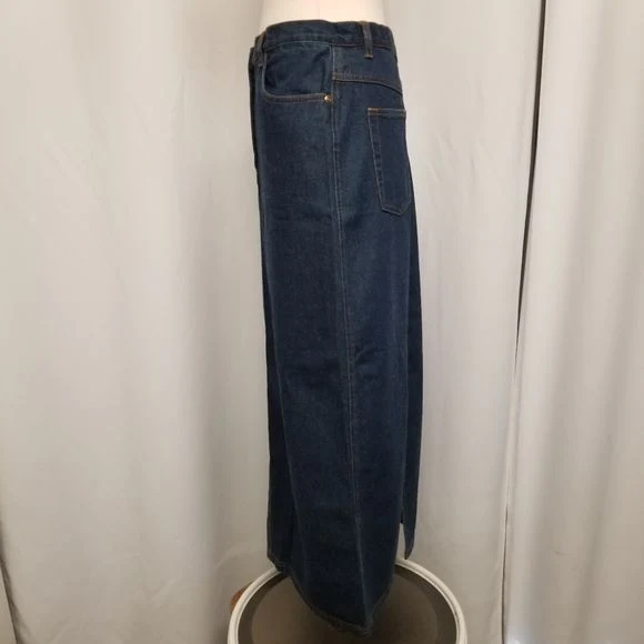 Vintage 90s 00s Rafaella High Waisted Blue Denim Jean Maxi Skirt by Rafaella - Image 5