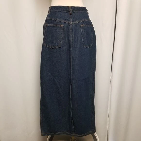 Vintage 90s 00s Rafaella High Waisted Blue Denim Jean Maxi Skirt by Rafaella - Image 6